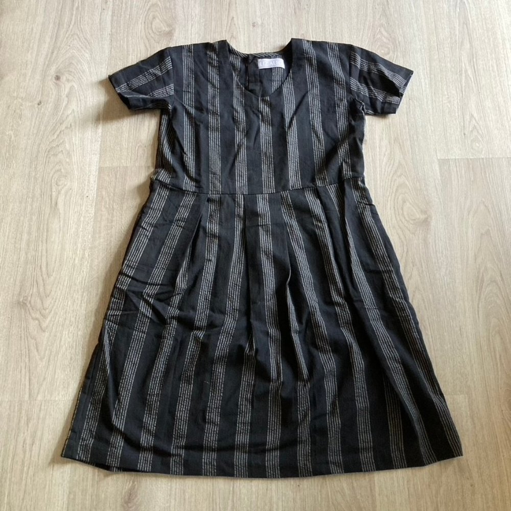 Eloise Handwoven Cotton Dress - Black and white stripe - NEW